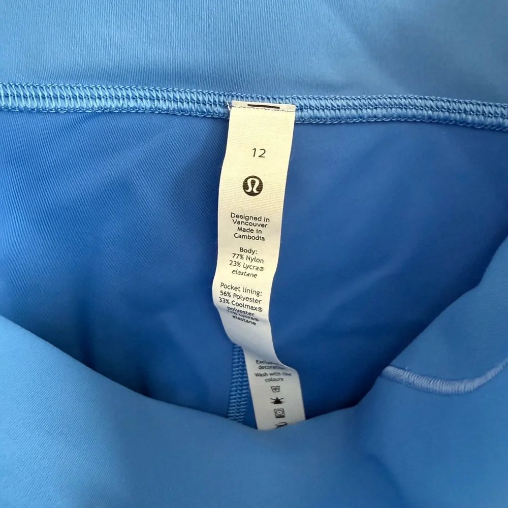 Lululemon Leggings Tights Cropped Pants Blue High Rise 12 Yoga Pilates Workout - Picture 9 of 10